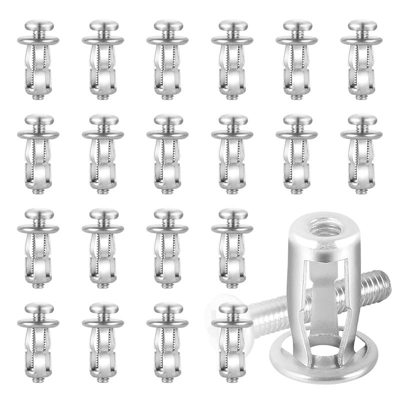 Iffitya 20Pcs M4 x 20 Hollow Door Anchor Set, Metal Cavity Fixing Anchors for Aluminium Cladding, Steel Pipe, Iron Sheet, Plastic Sheet (8 * 16MM) - Image 1